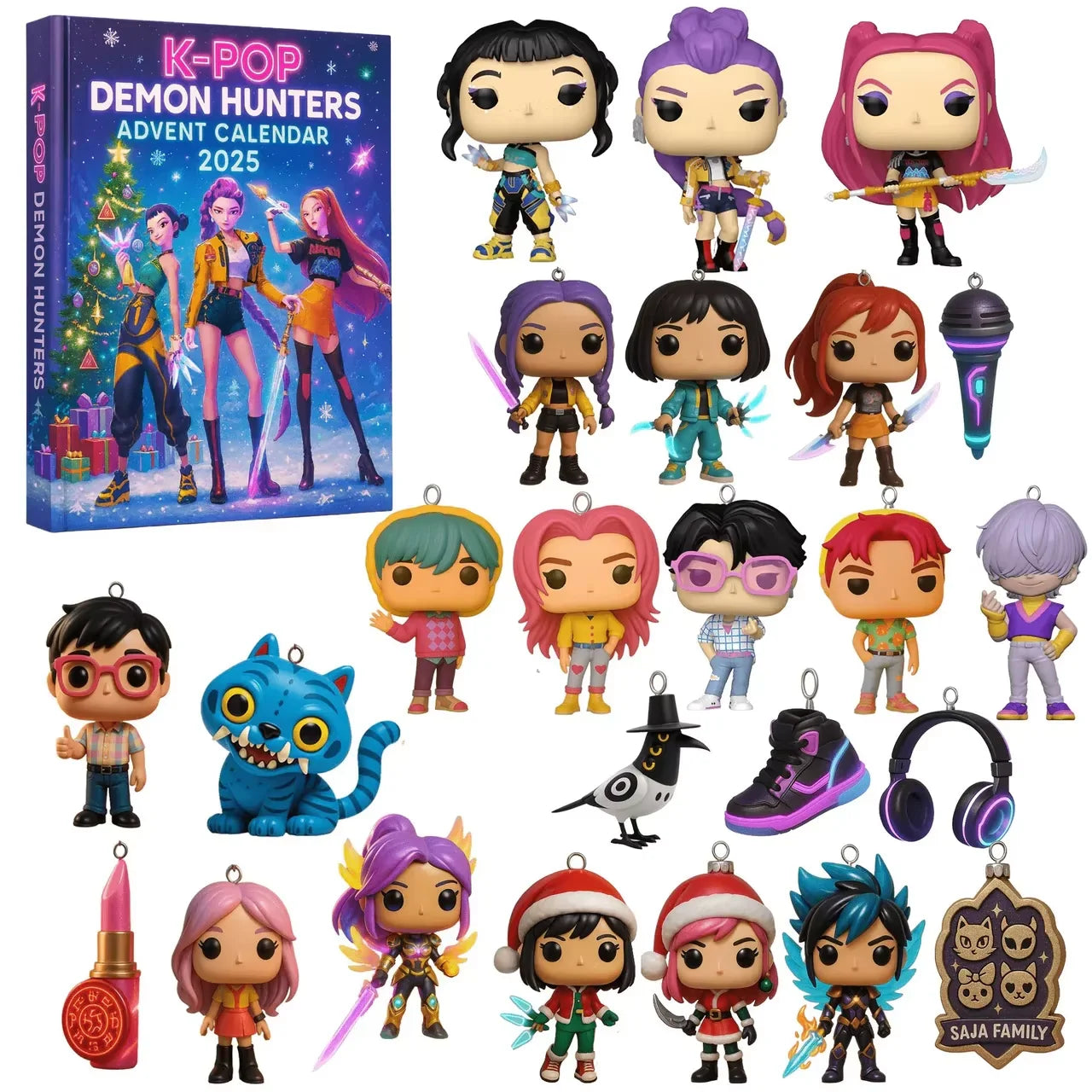 Kpop Demon Hunters 2025 Advent Calendar - Collectible Blind Box Set with Rumi Zoey Mira Characters, Holiday Gift