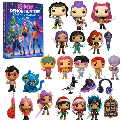 Kpop Demon Hunters 2025 Advent Calendar - Collectible Blind Box Set with Rumi Zoey Mira Characters, Holiday Gift