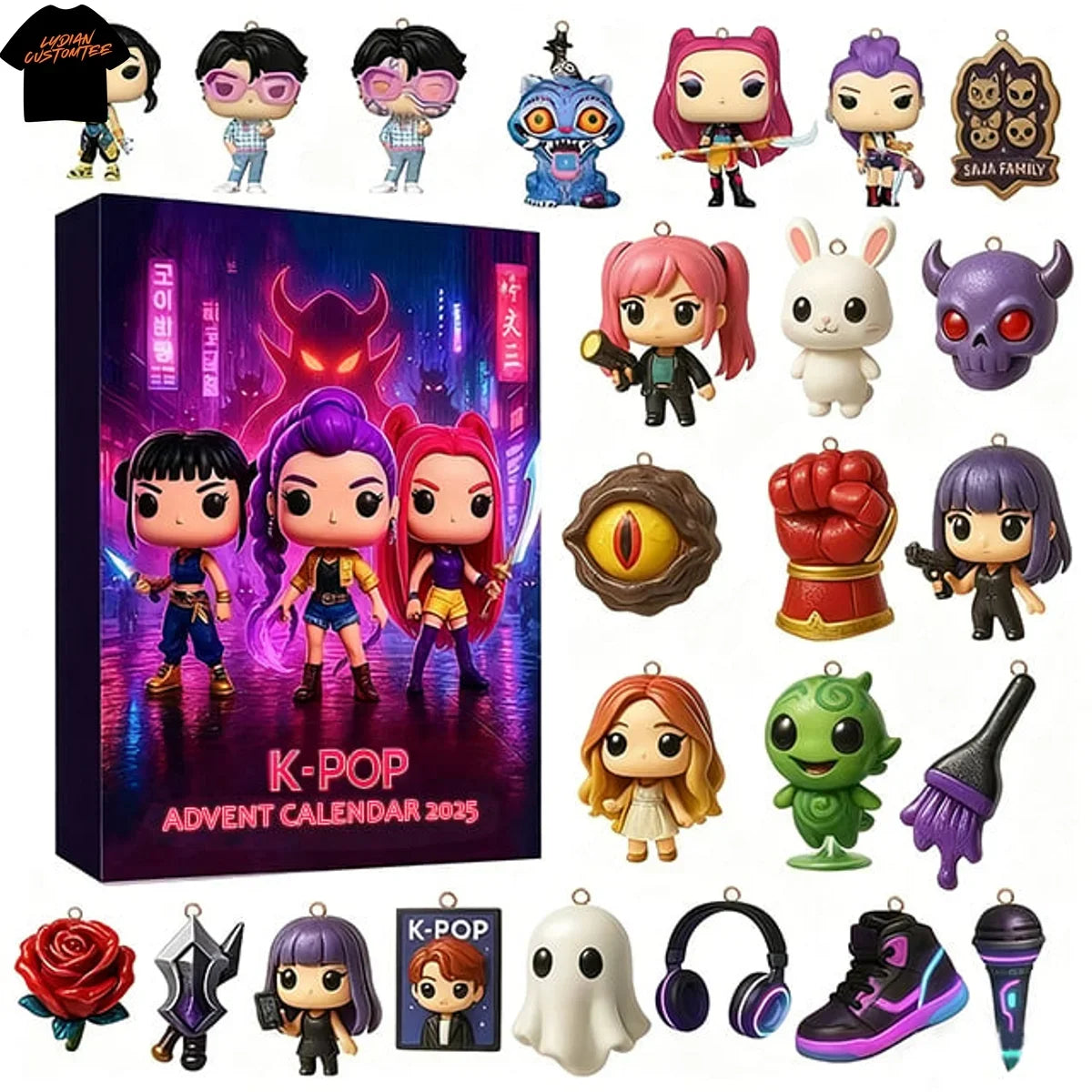 Kpop Demon Hunters 2025 Advent Calendar - Collectible Blind Box Set with Rumi Zoey Mira Characters, Holiday Gift