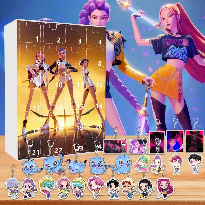 Kpop Demon Hunters 2025 Advent Calendar - Collectible Blind Box Set with Rumi Zoey Mira Characters, Holiday Gift